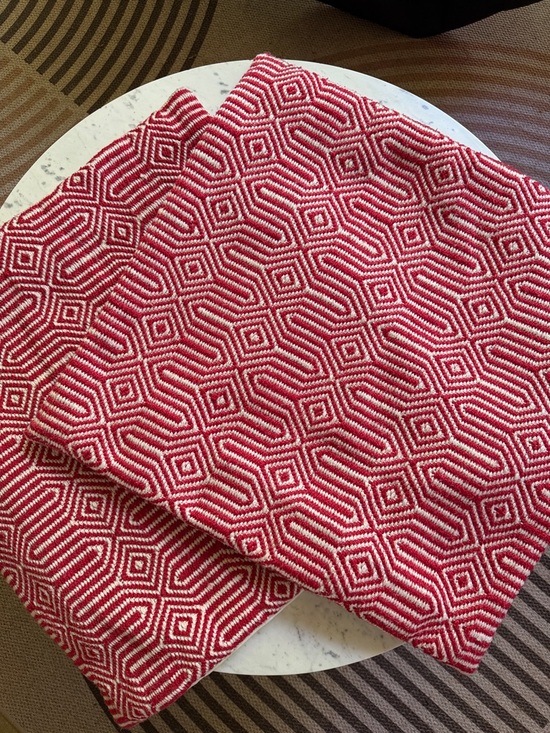 Other - Set of Boho Throw Pillow Covers, 22”x22”, two red-white, woven covers